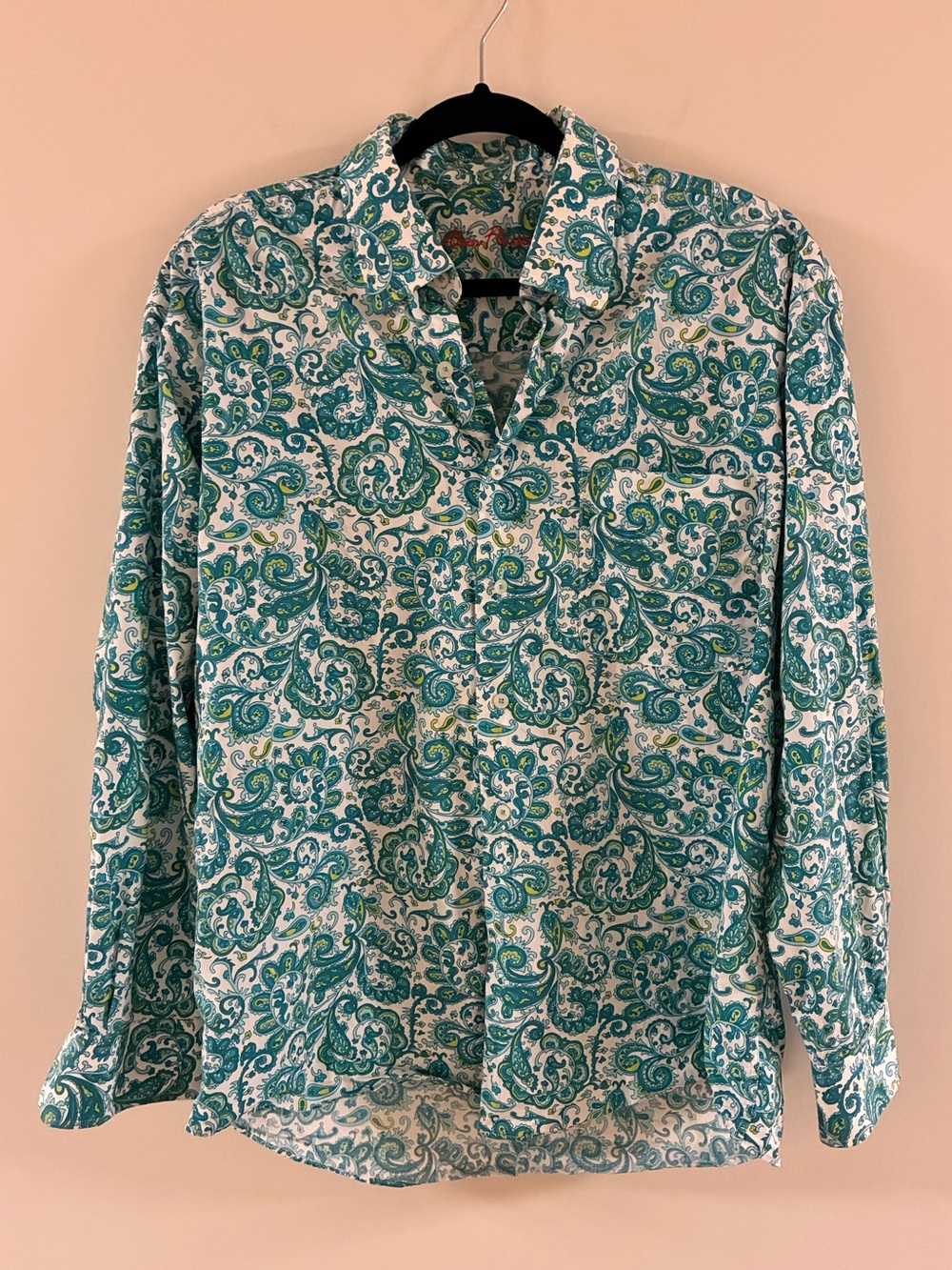 Alan Flusser Paisley Button up 100% Cotton Size Large Shirt